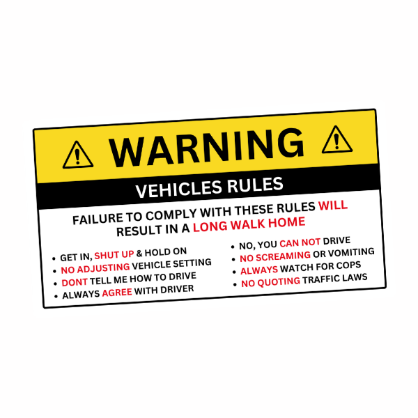 Vehicle Rules Sticker